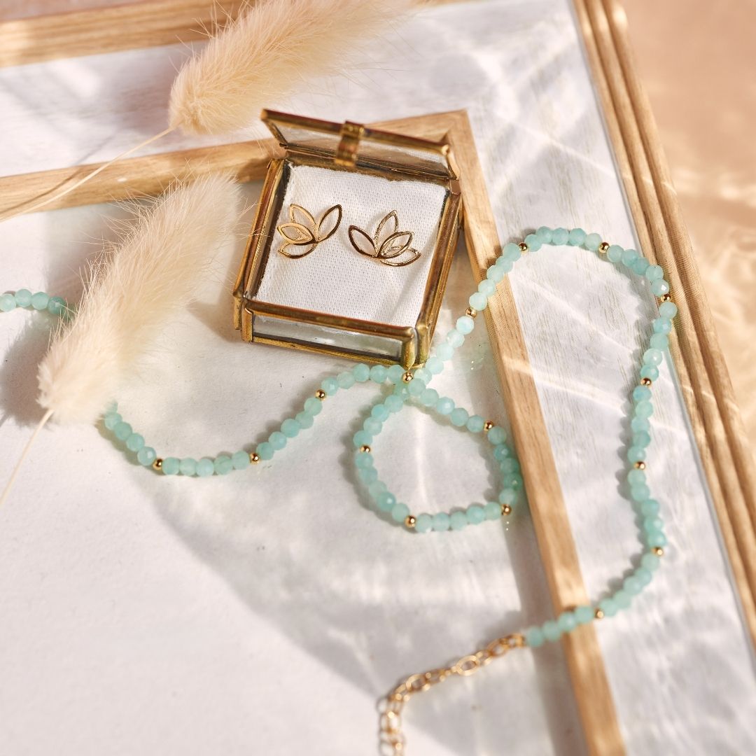 "I can and I will" Amazonit Kette Golden