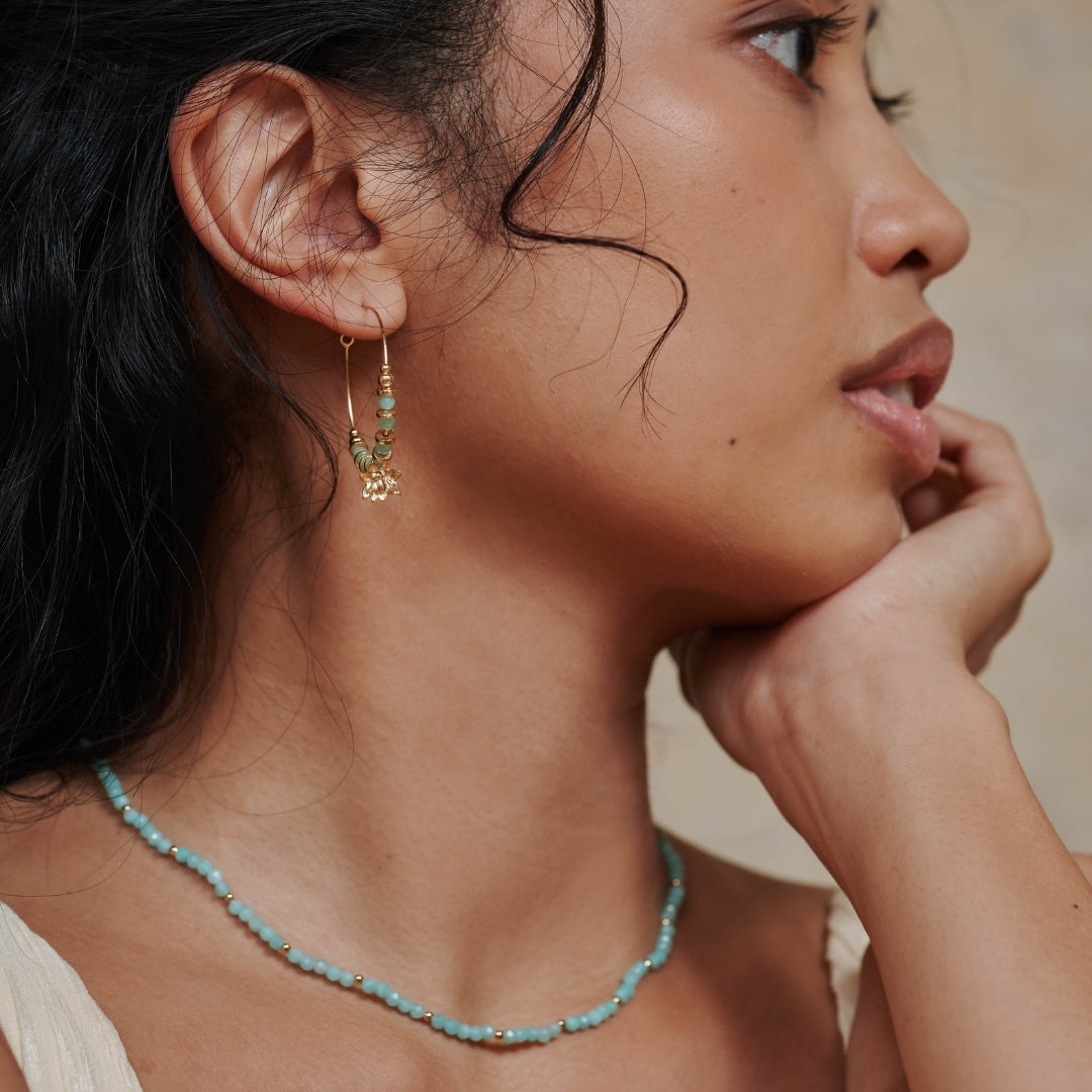 "I can and I will" Amazonit Kette Golden