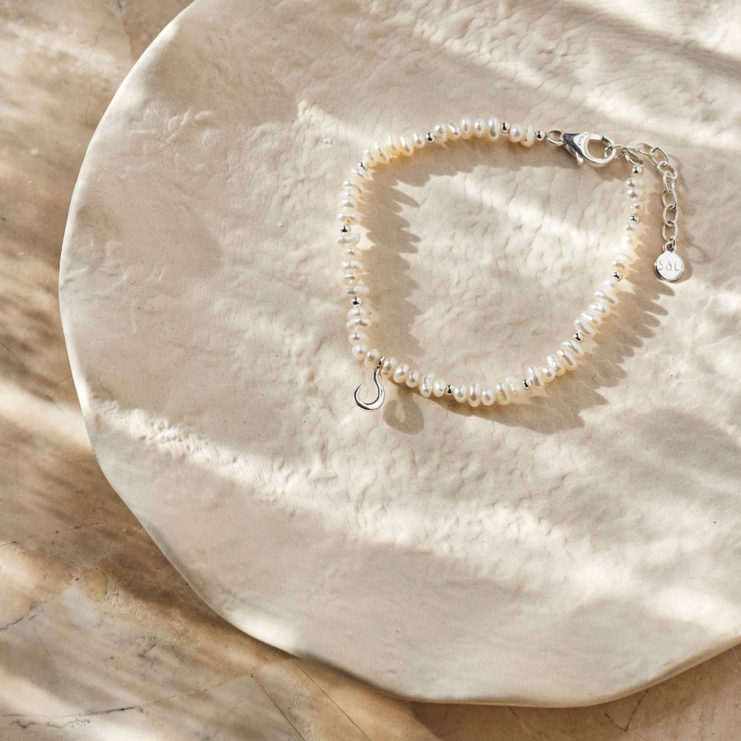 "I feel alive" Perlen Armband Silber
