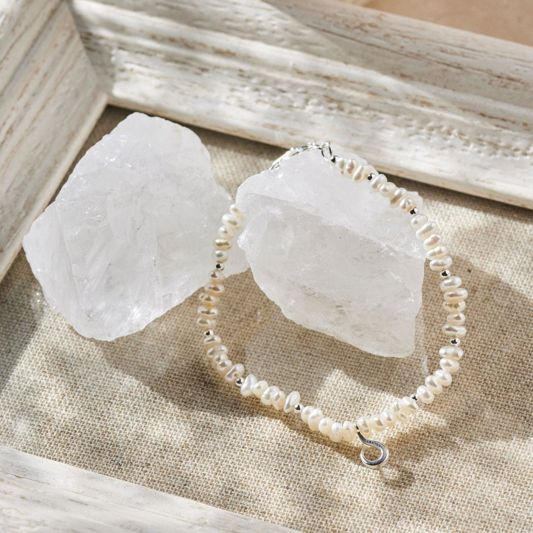 "I feel alive" Perlen Armband Silber