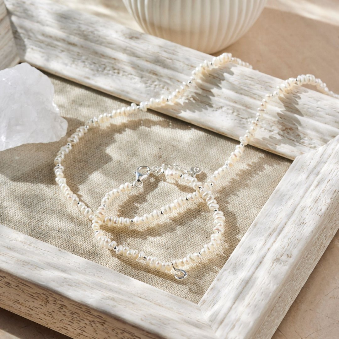 "I feel alive" Perlen Armband Silber