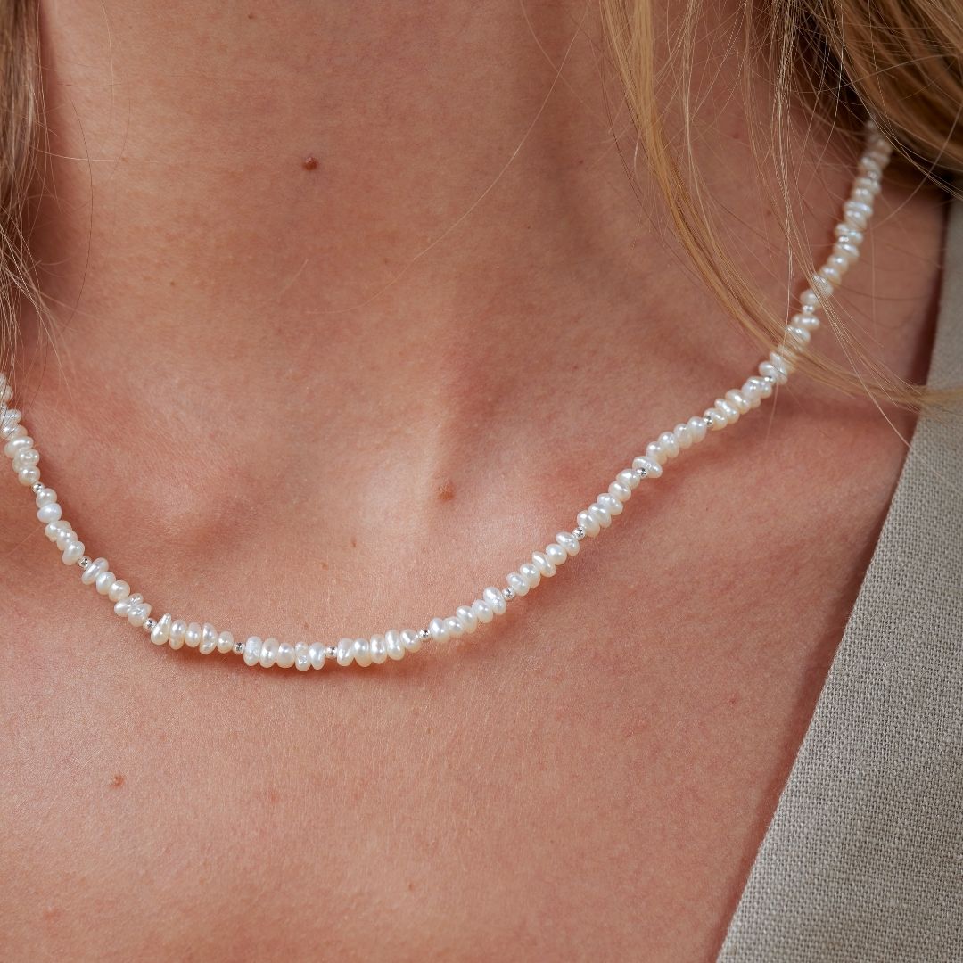 "I feel alive" Perlen Kette Silber