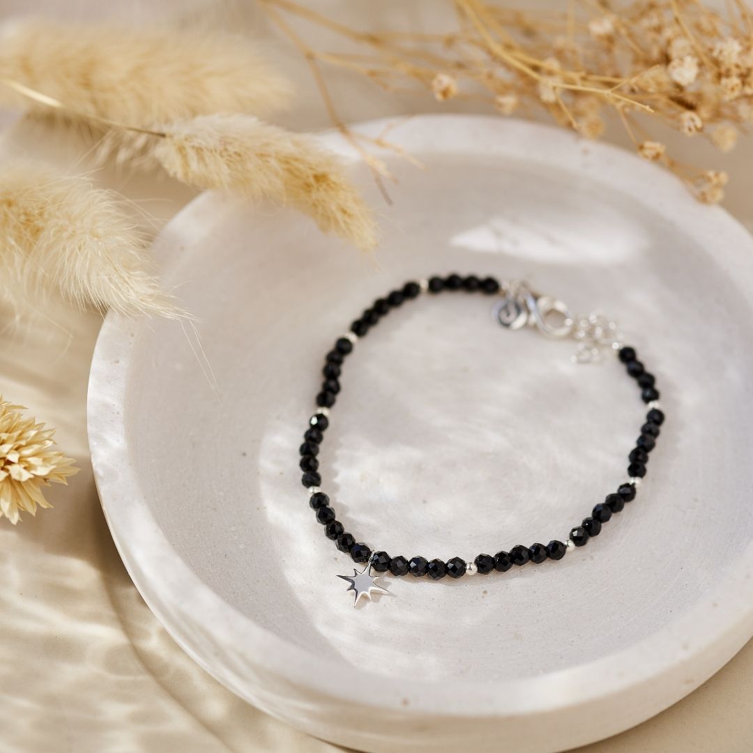 "I feel protected" Onyx Armband Silber