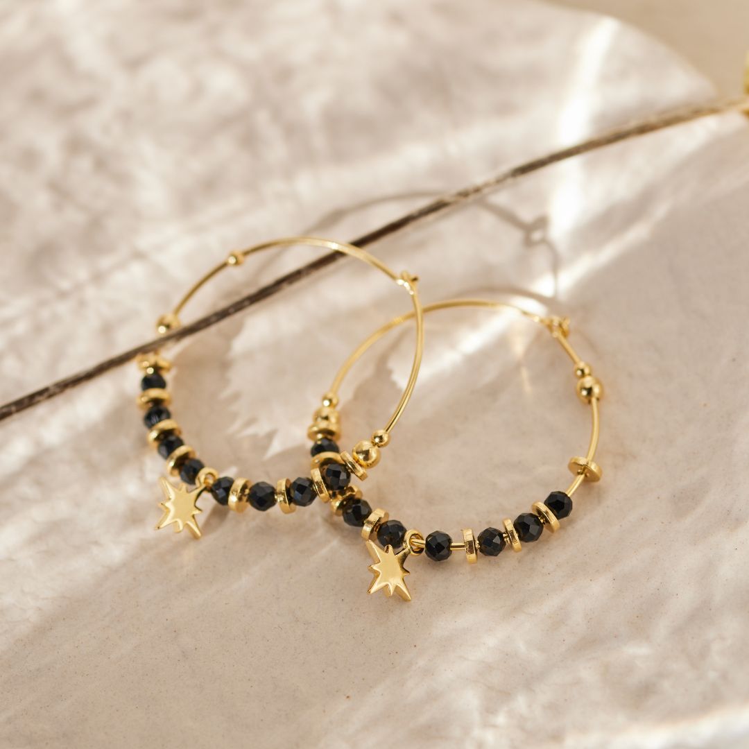 "I feel protected" Onyx Hoops Golden