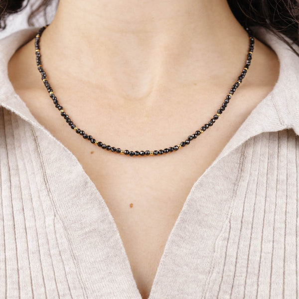 "I feel protected" Onyx Kette Golden - Spirit of Liebs