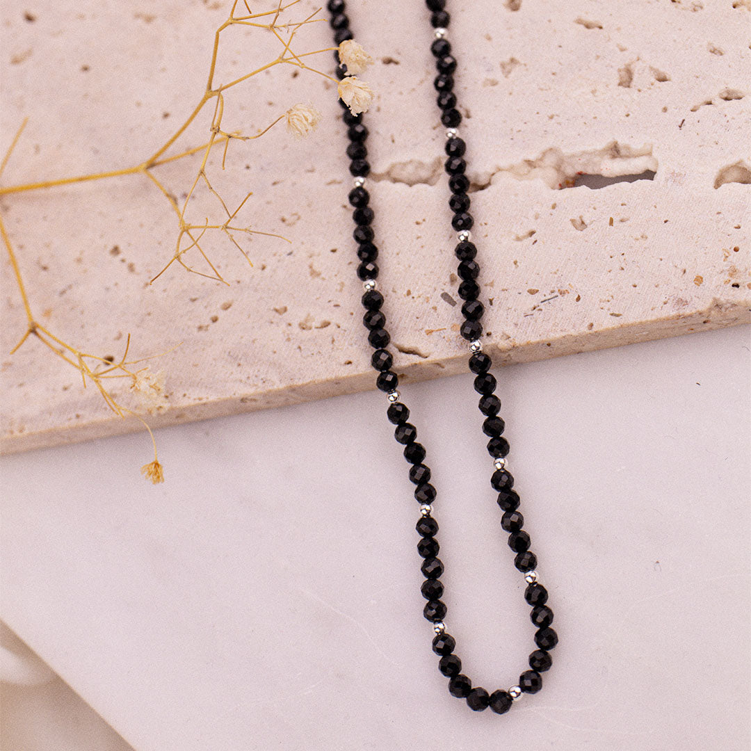"I feel protected" Onyx Kette Silber - Spirit of Liebs