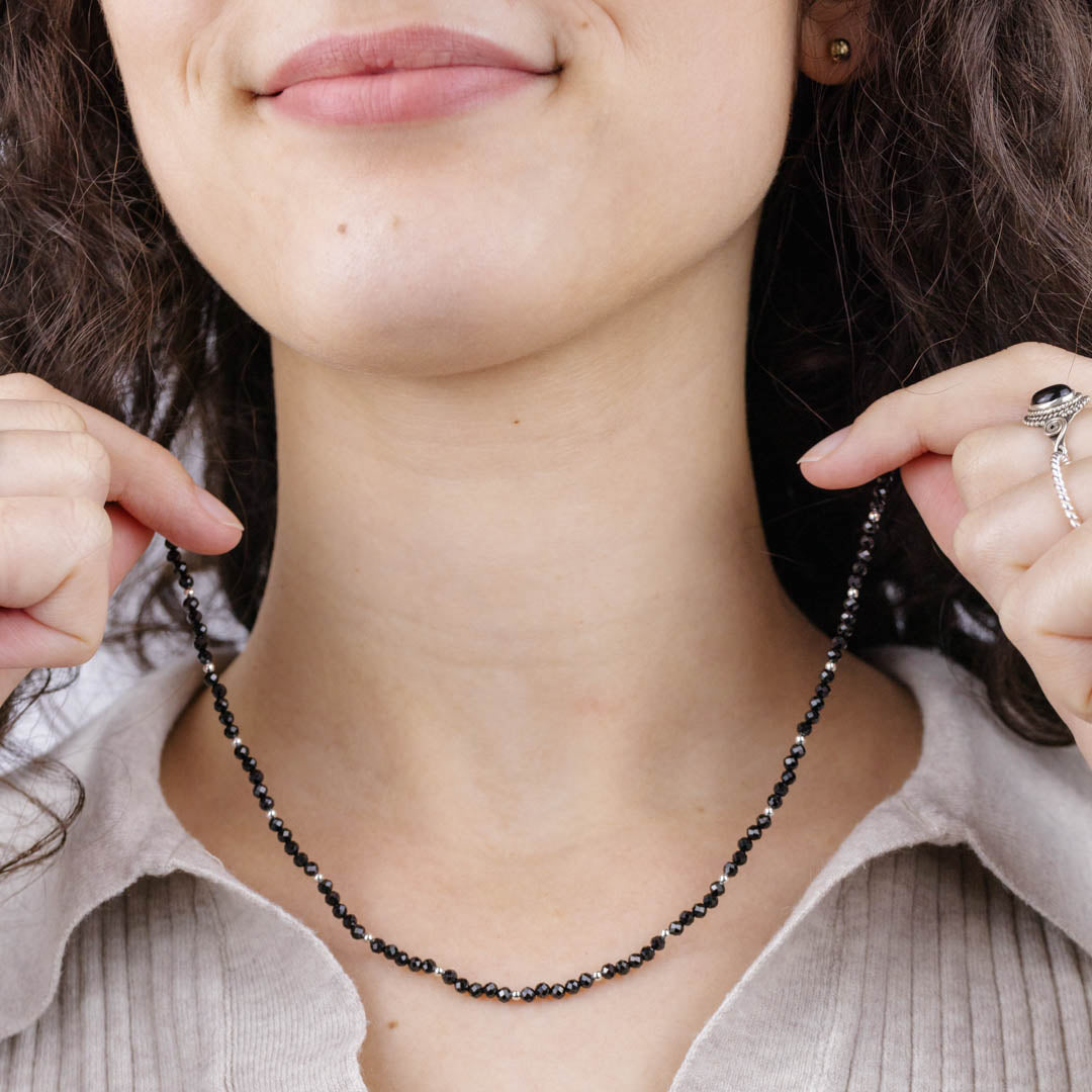 "I feel protected" Onyx Kette Silber - Spirit of Liebs