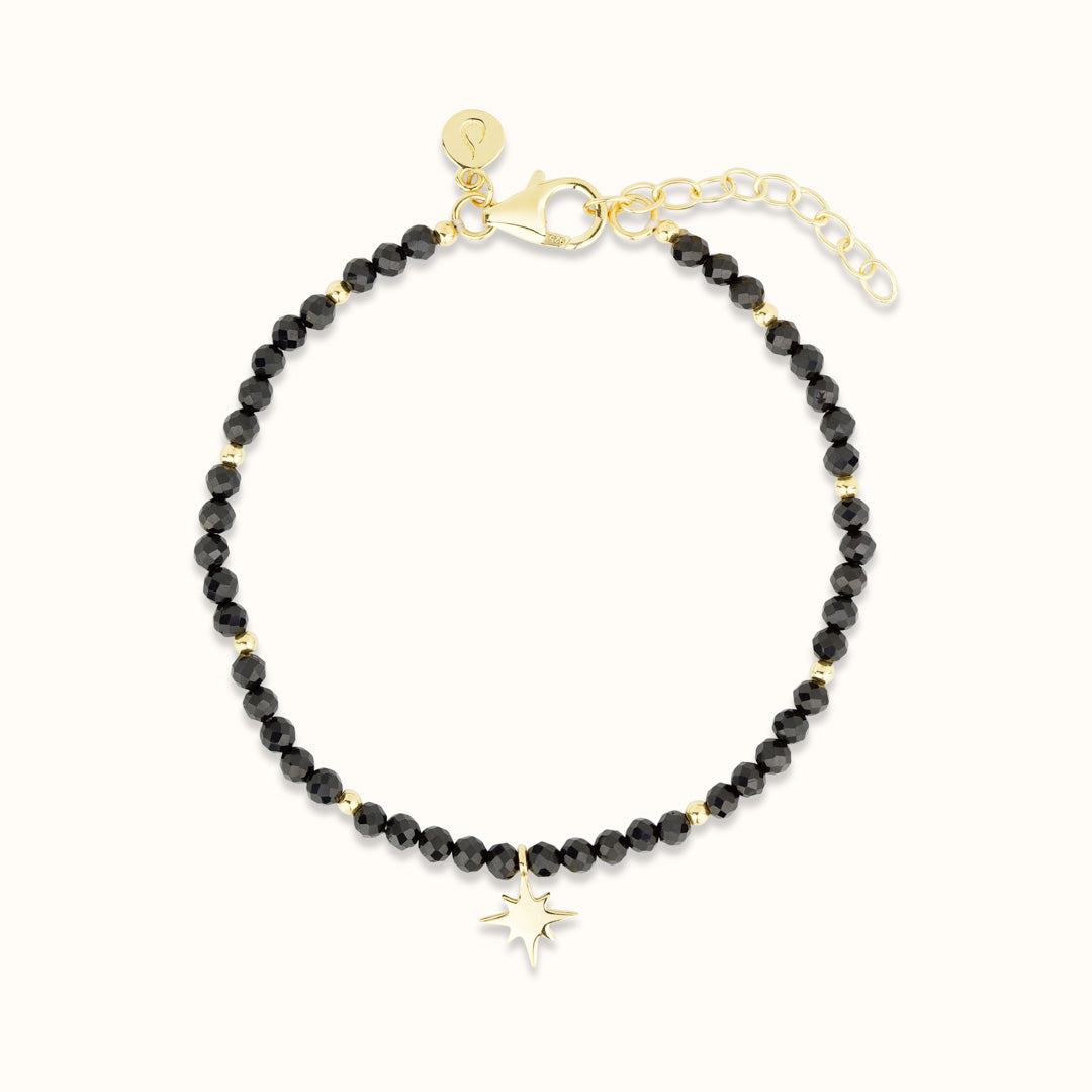 "I feel protected" Onyx Armband Golden