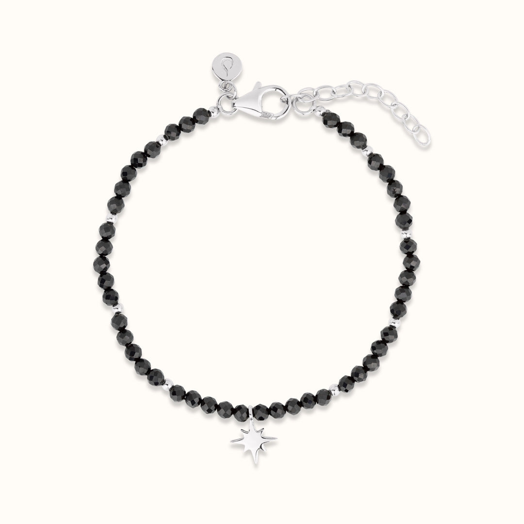 "I feel protected" Onyx Armband Silber