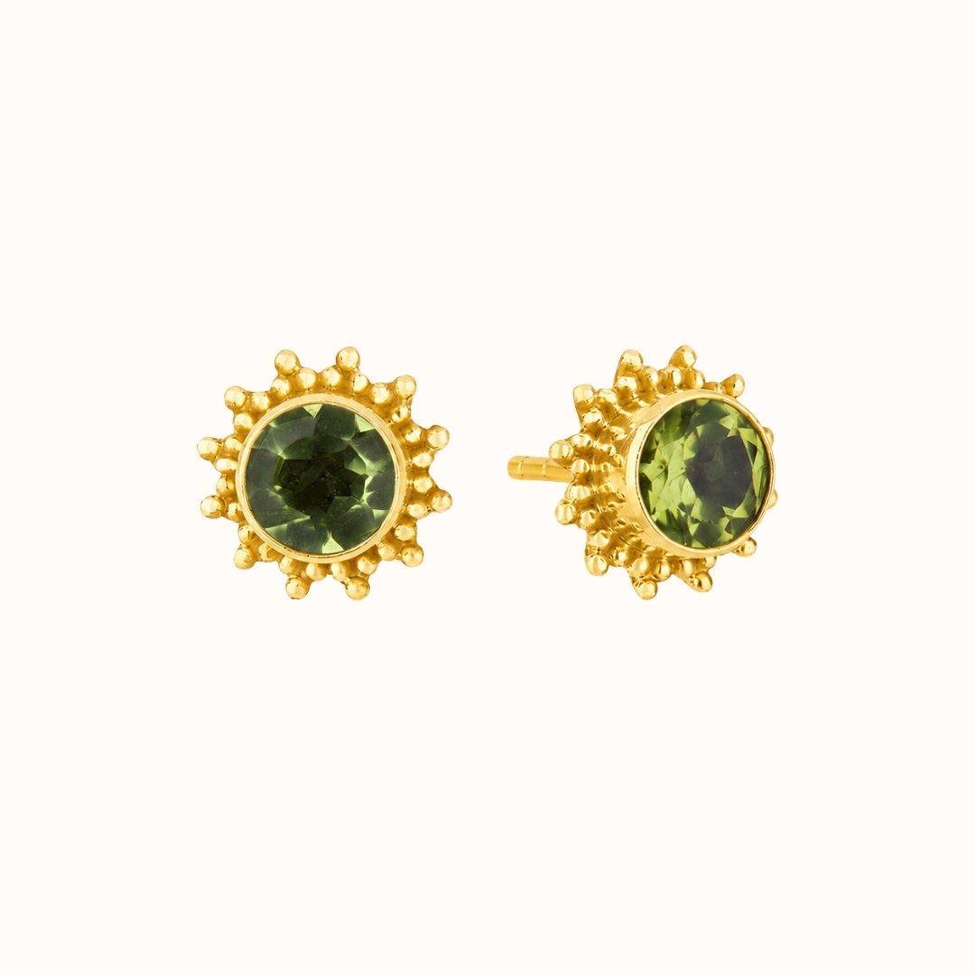 Indische Sonne Peridot Ohrstecker Golden