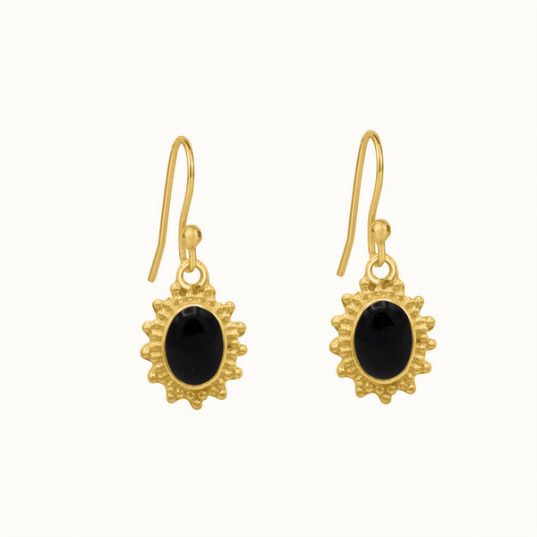 Indische Sonne Onyx Ohrhänger Golden - Spirit of Liebs