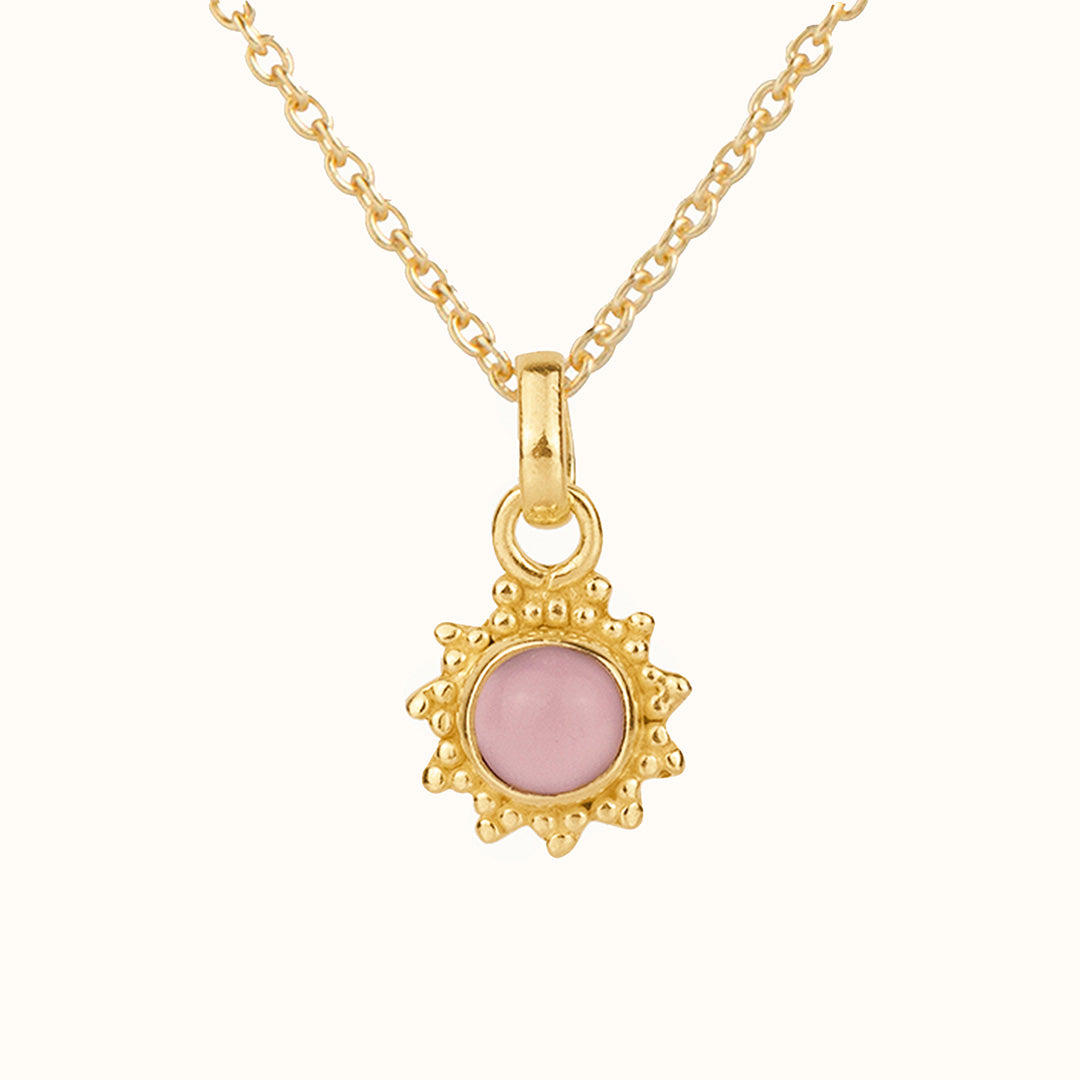 Indische Sonne Rosenquarz Charm Golden