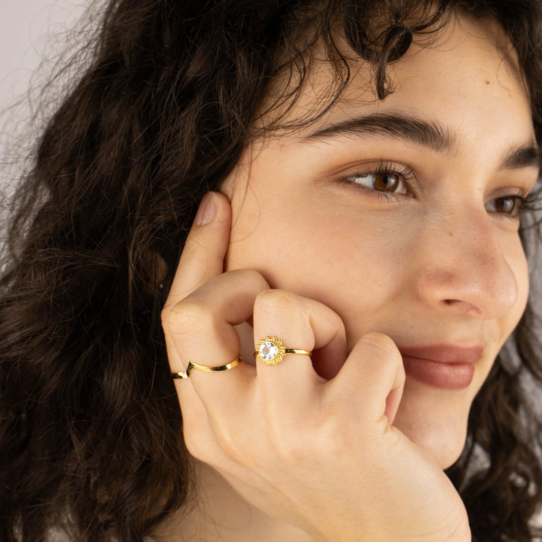 Indische Sonne Topas Ring Golden