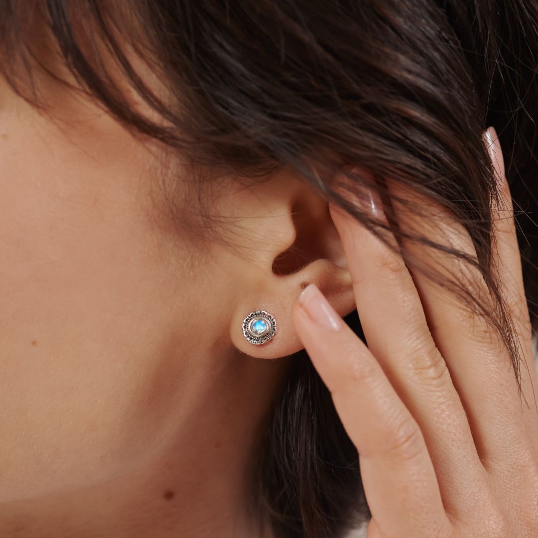 Inka Mondstein Ohrstecker Silber