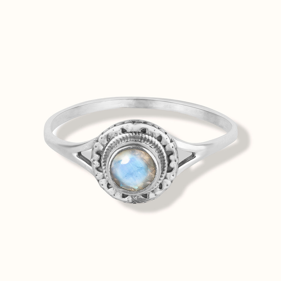 Inka Mondstein Ring Silber