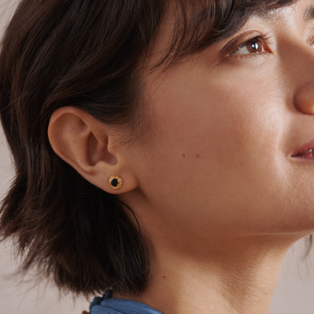 Inka Onyx Ohrstecker Golden