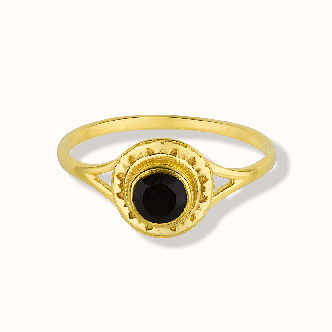 Inka Onyx Ring Golden