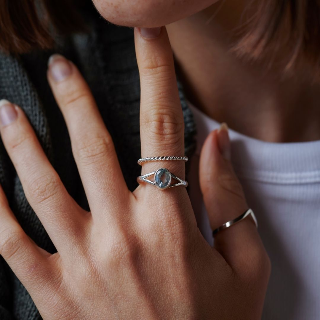 Kaleo Topas Ring Silber Set
