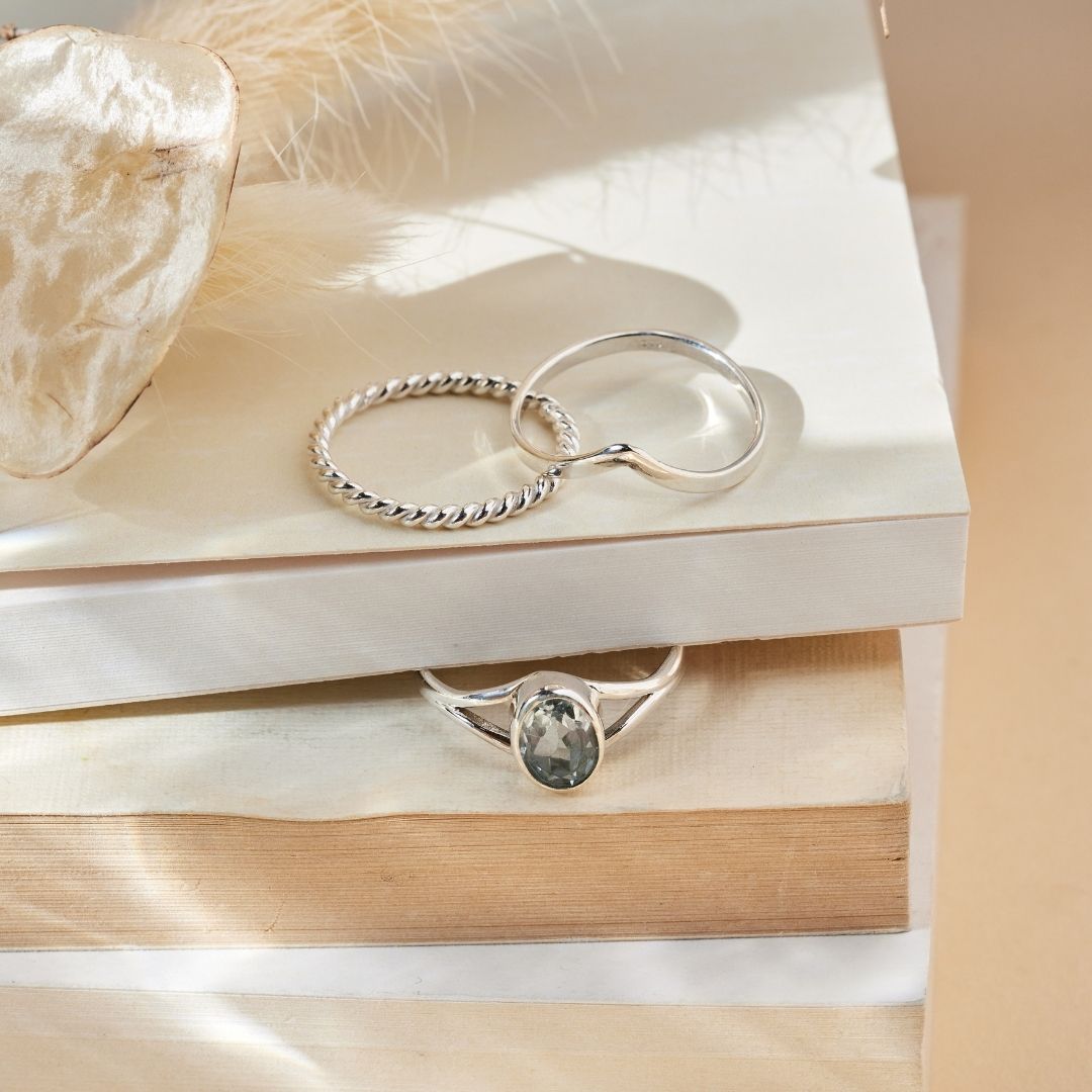 Kaleo Topas Ring Silber Set