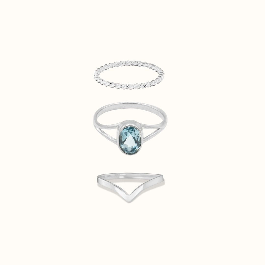 Kaleo Topas Ring Silber Set