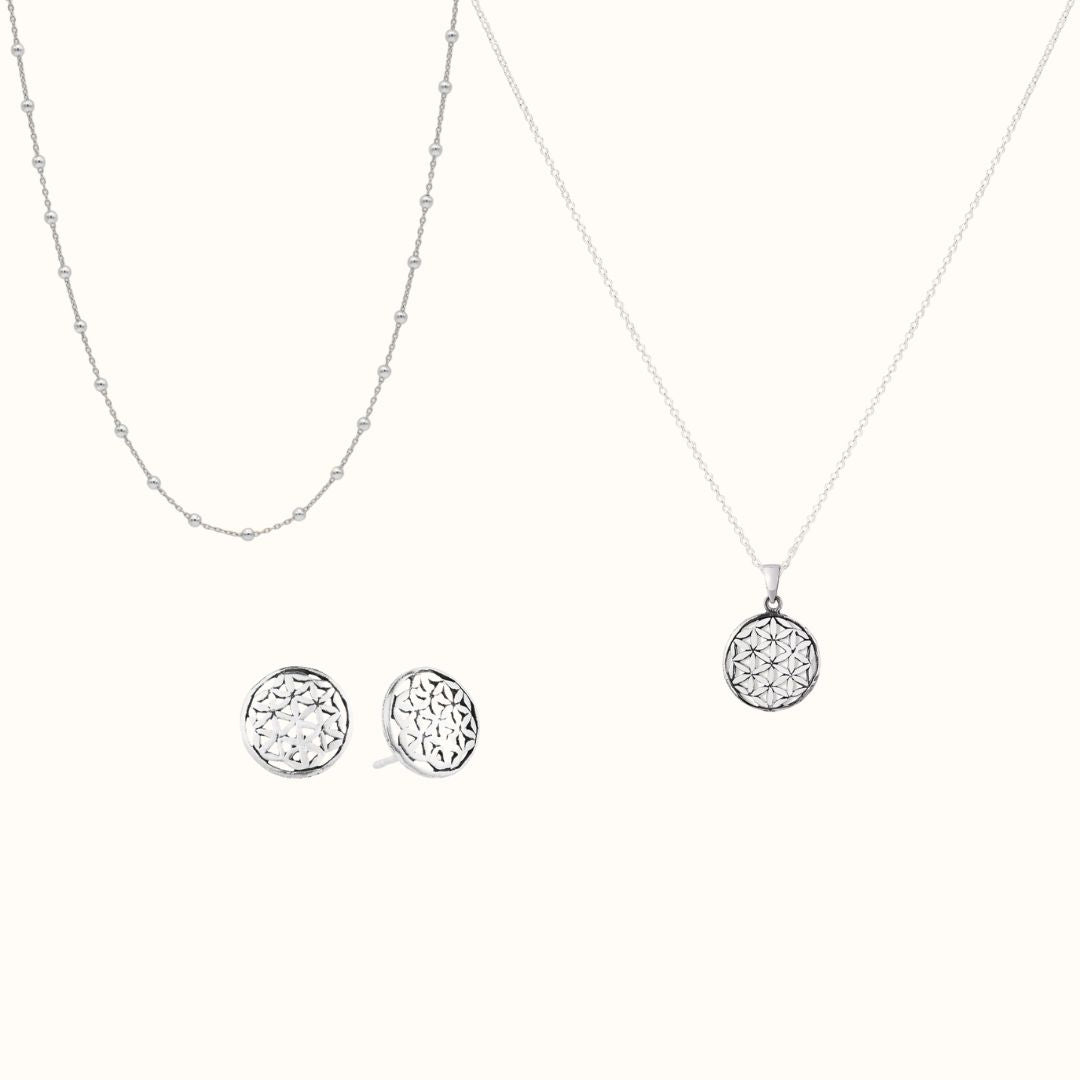Lebensblume Layering Silber Set