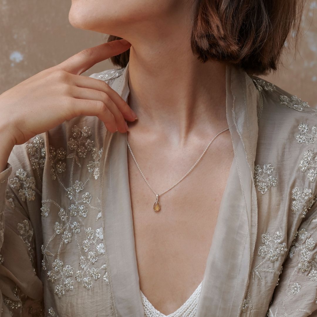 Löwe Citrin Charm Silber