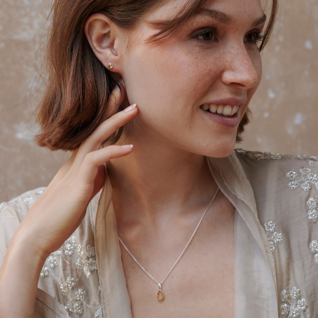 Löwe Citrin Charm Silber