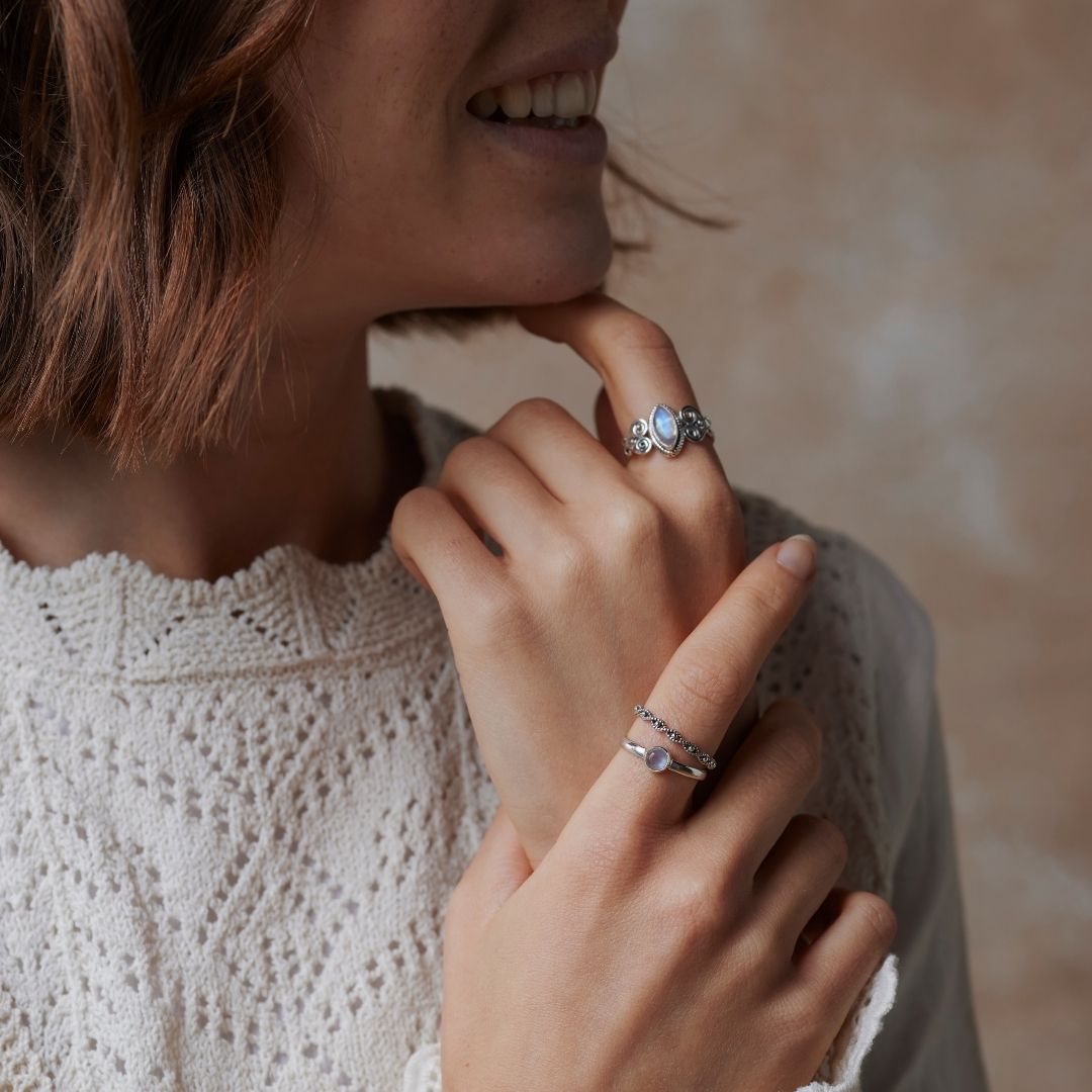 Loving Mondstein Ring Silber Set
