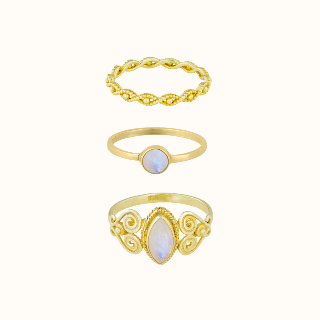 Loving Mondstein Ring Golden Set