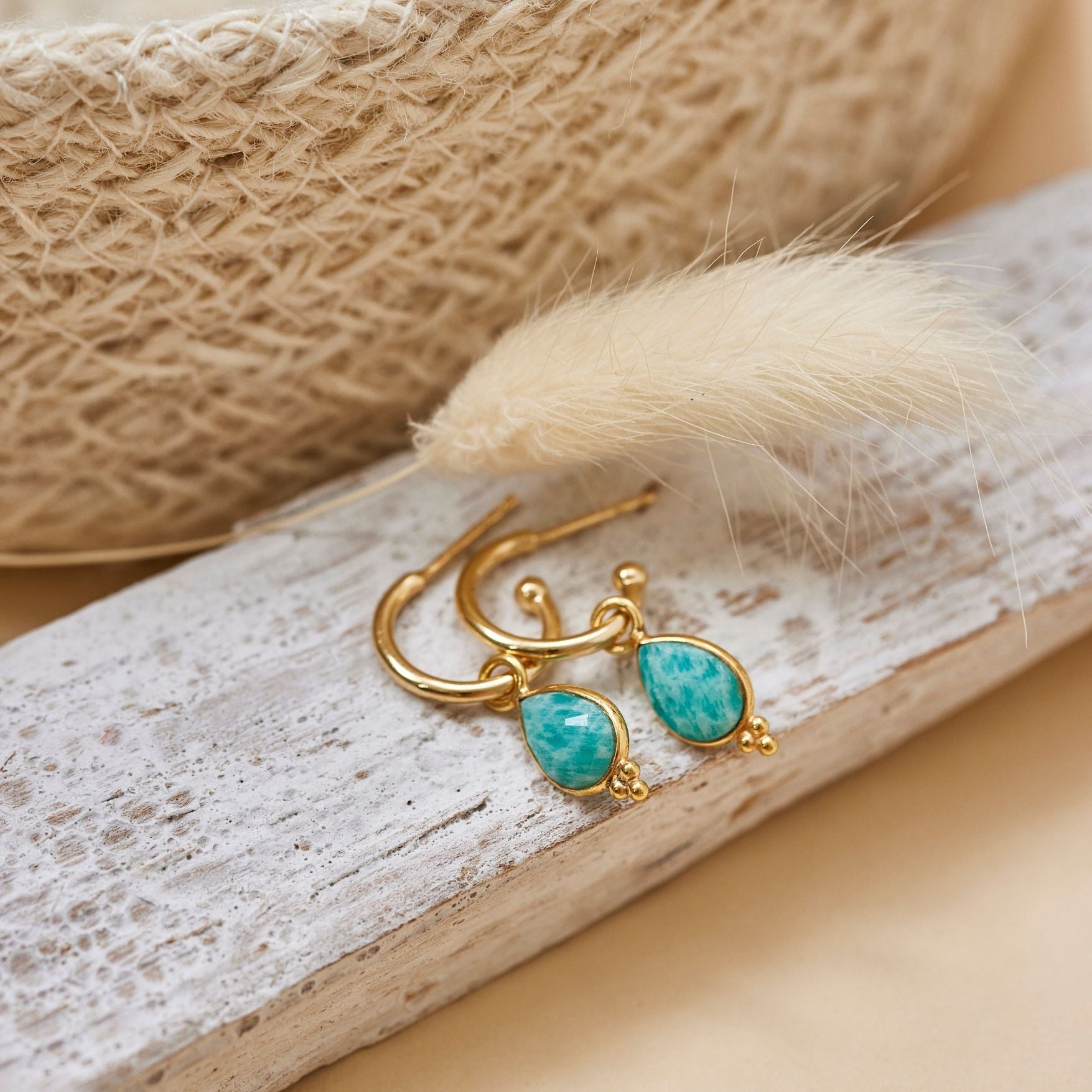 Luna Amazonit Hoops Golden