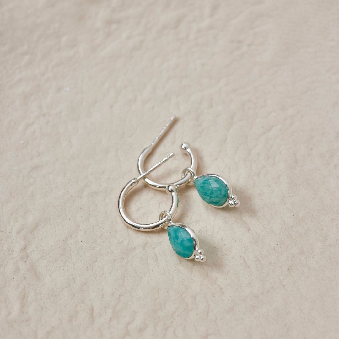 Luna Amazonit Hoops Silber