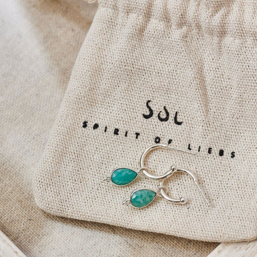 Luna Amazonit Hoops Silber