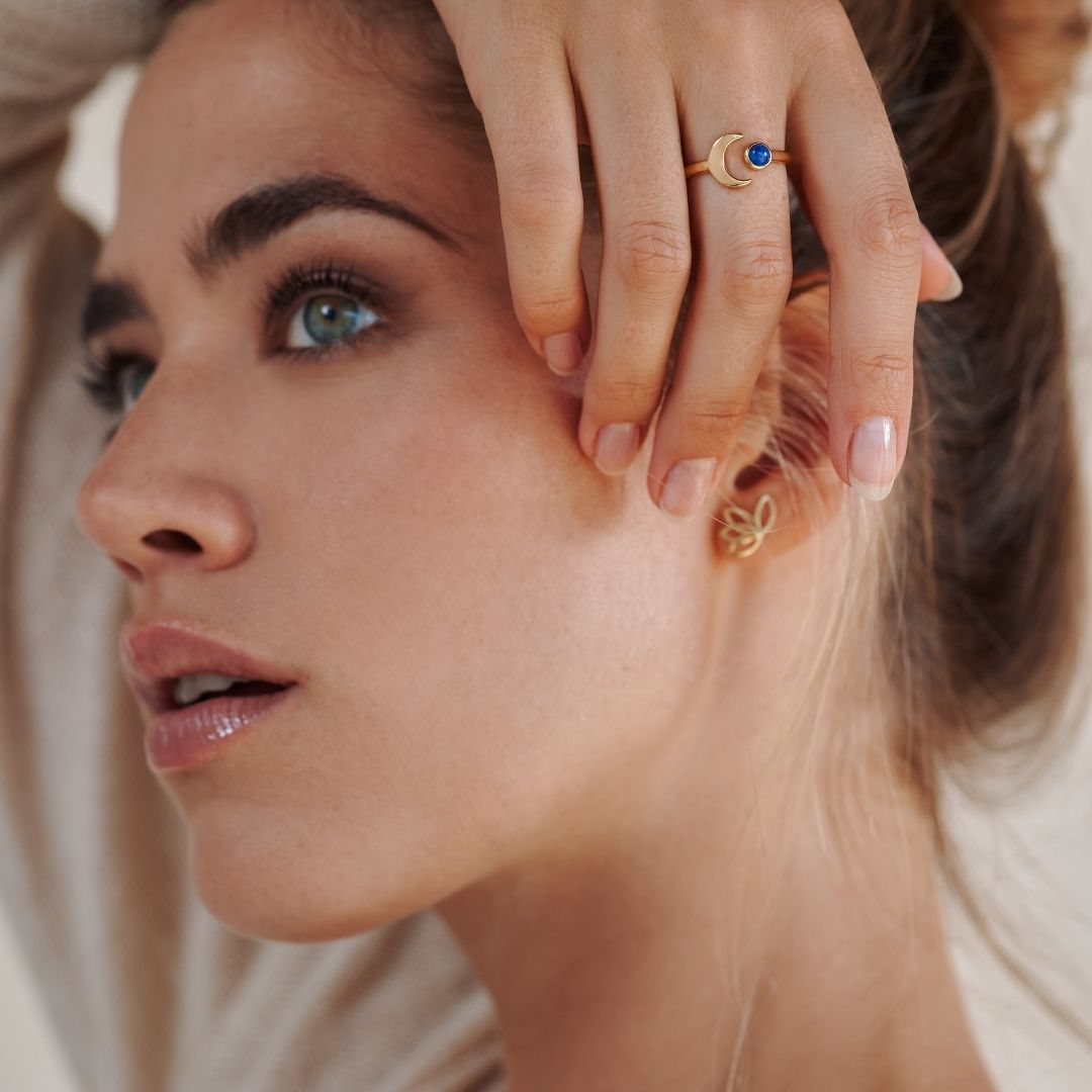 Luna Lapislazuli Ring Golden