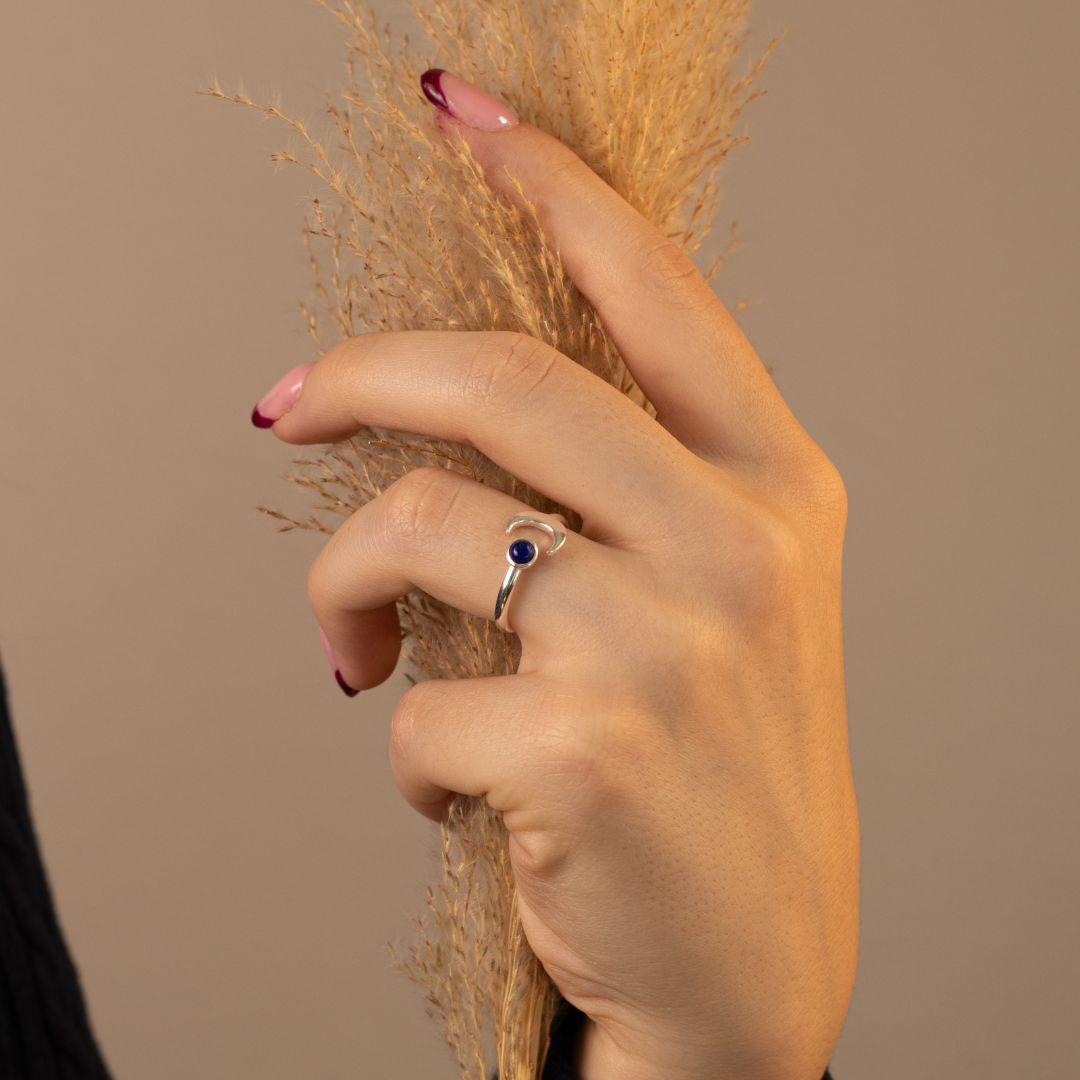 Luna Lapislazuli Ring Silber