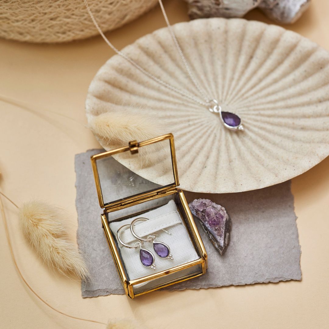 Luna Amethyst Tropfen Silber Set