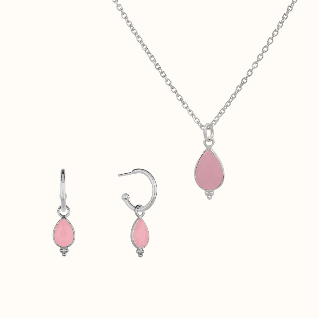 Luna Rosenquarz Silber Set