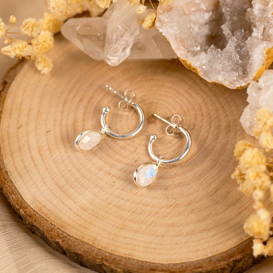 Luna SOL Mondstein Hoops Silber