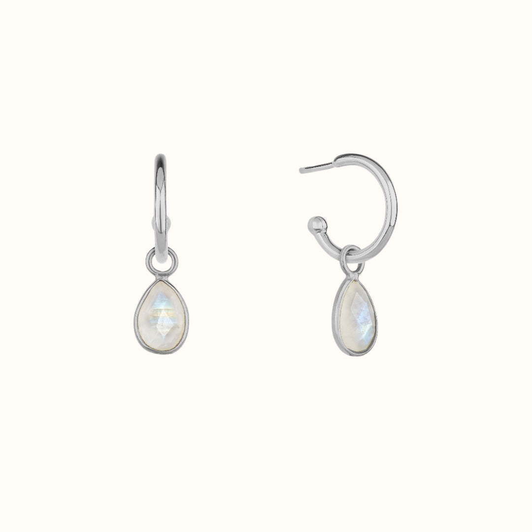 Luna SOL Mondstein Hoops Silber
