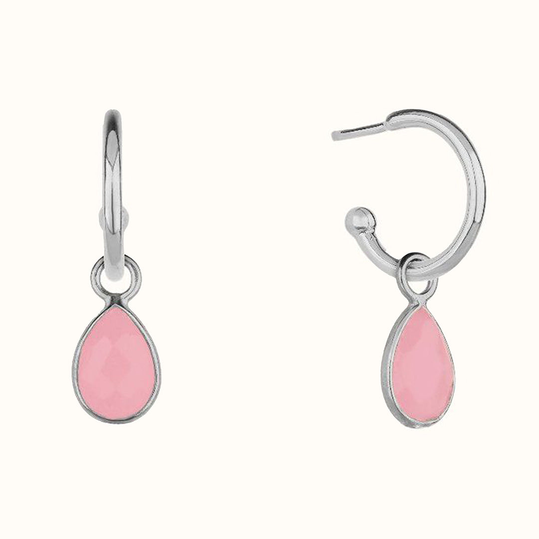 Luna SOL Rosenquarz Hoops Silber