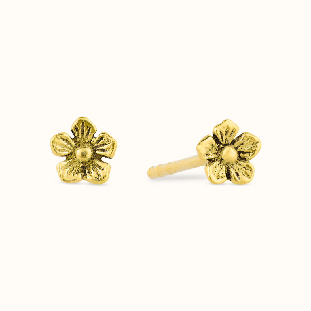 Mini Blümchen Ohrstecker Golden