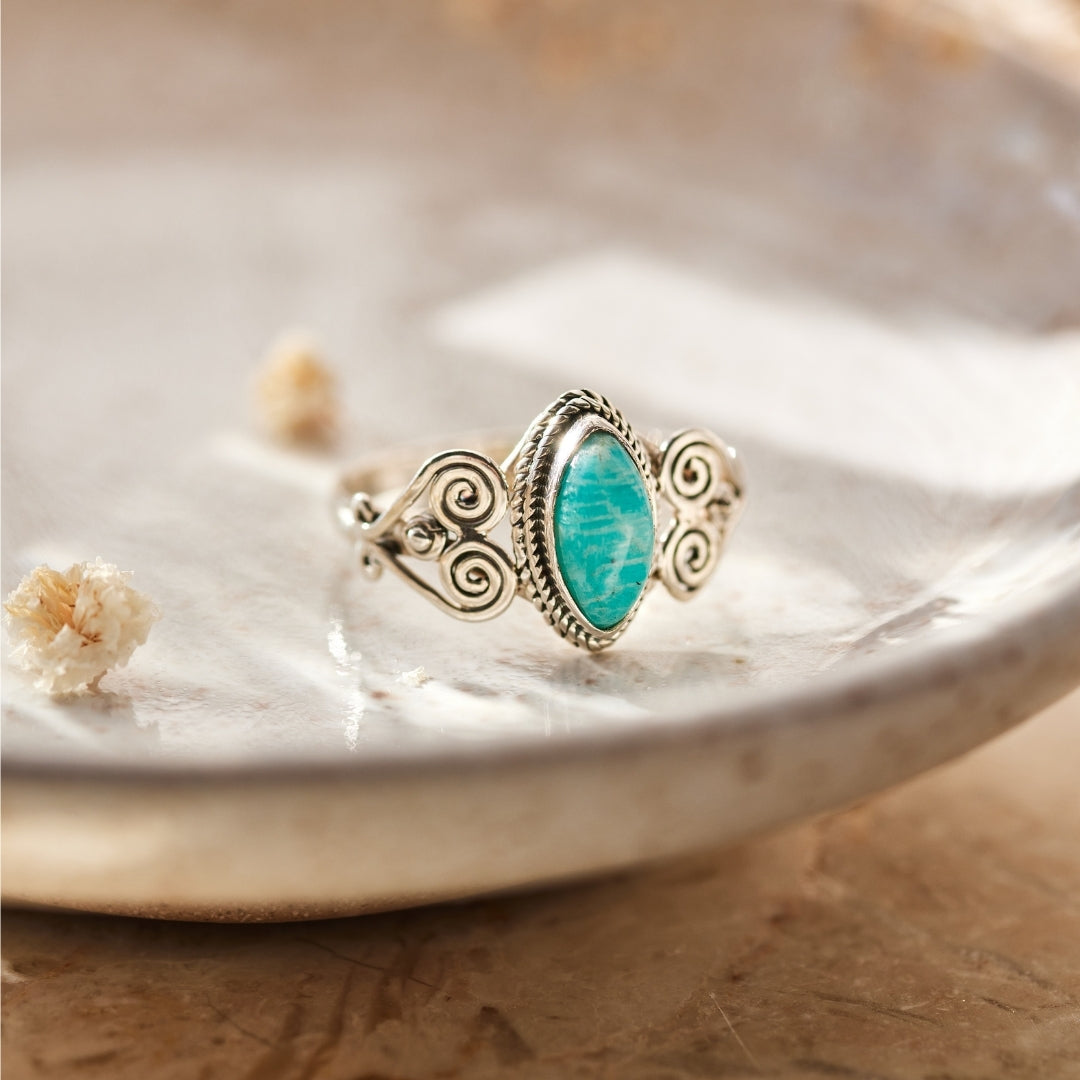 Namaste Amazonit Ring Silber