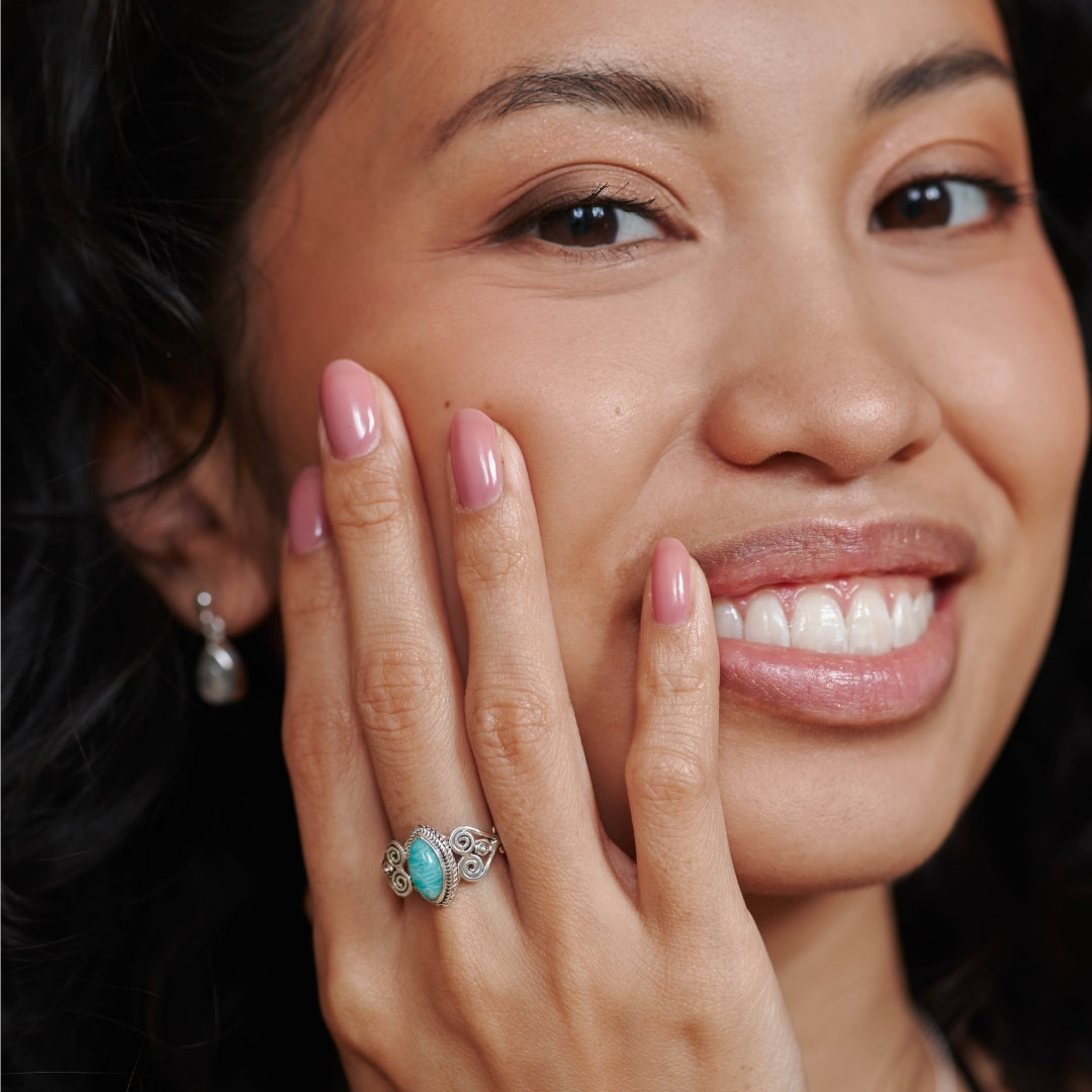 Namaste Amazonit Ring Silber