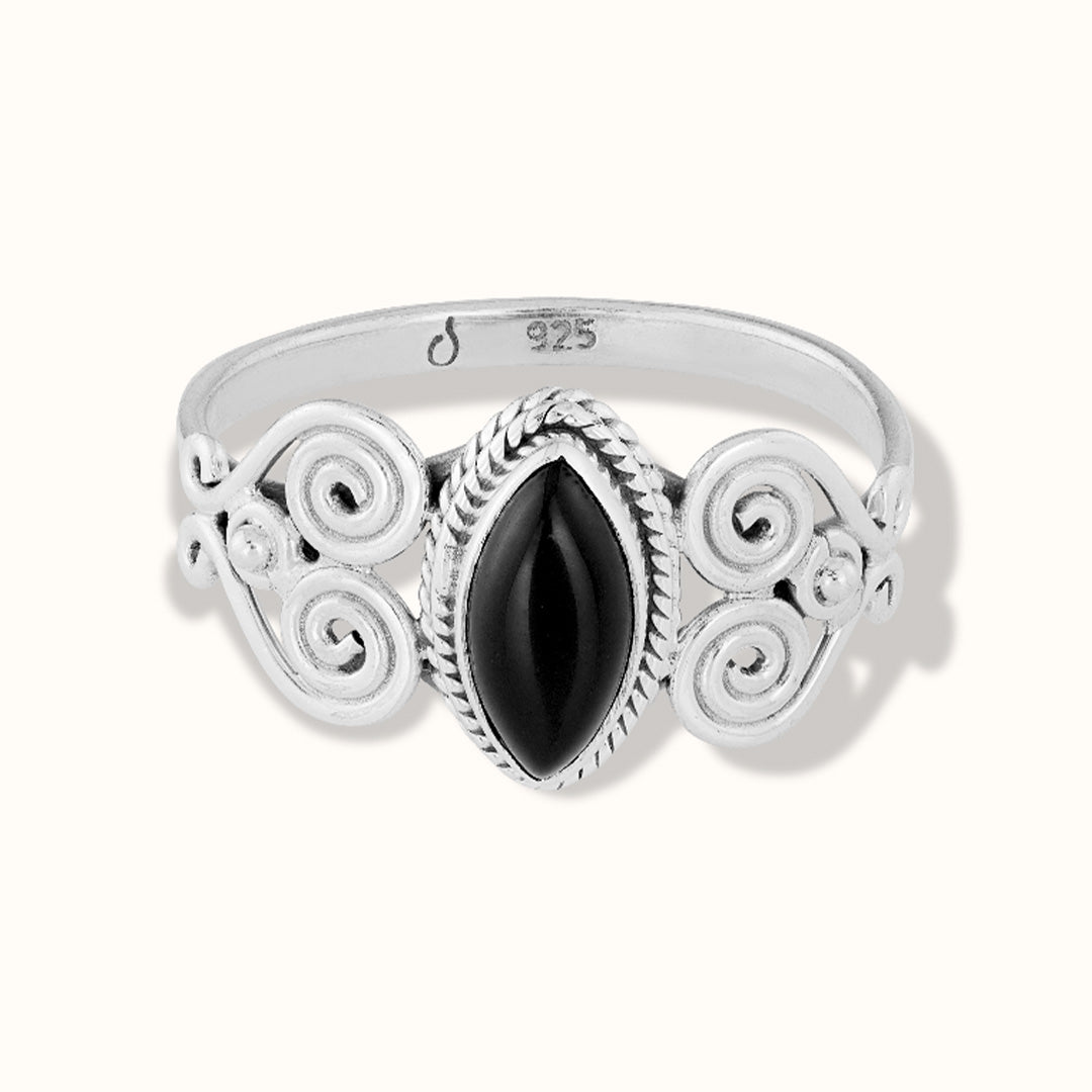 Namaste Onyx Ring Silber
