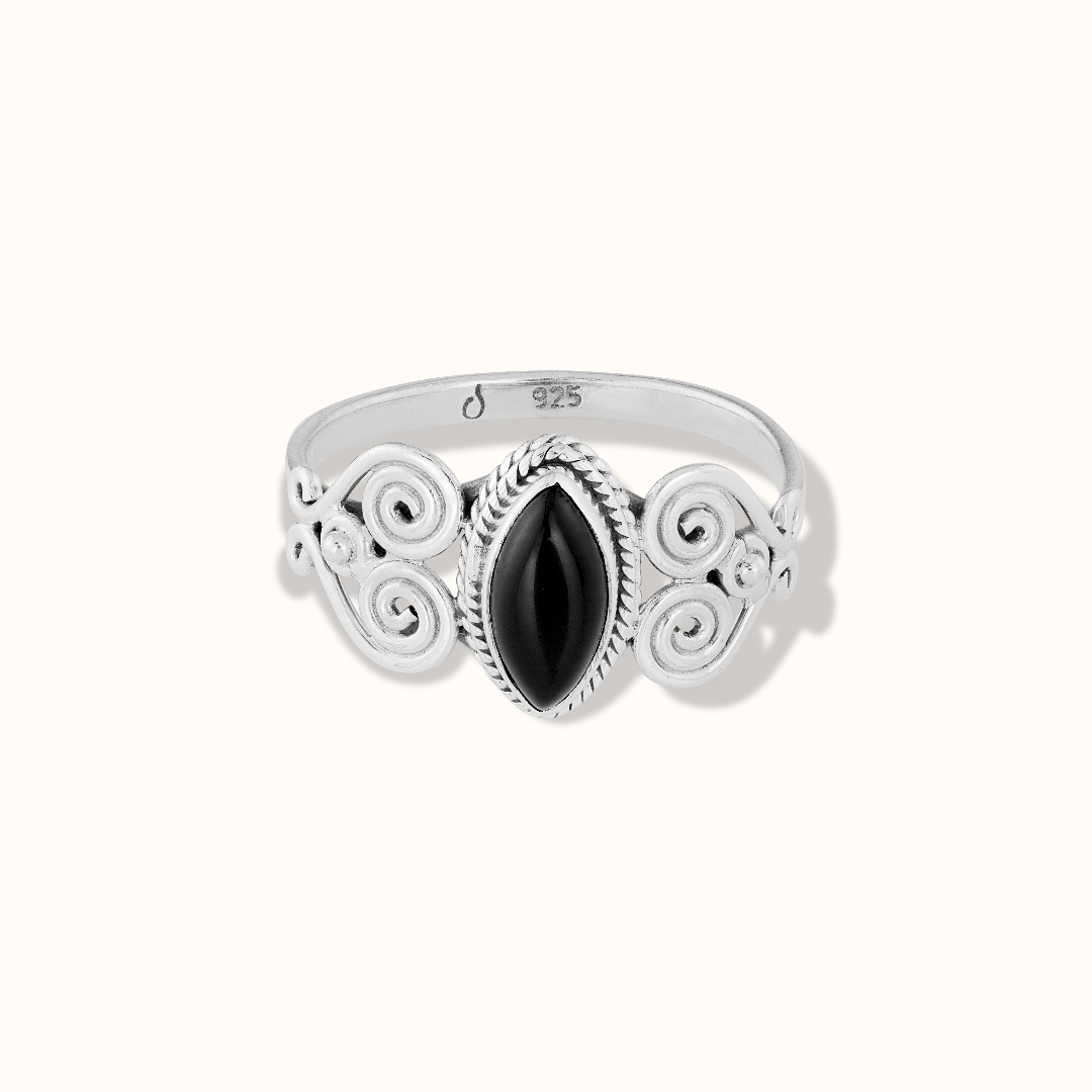 Namaste Onyx Ring Silber - Spirit of Liebs