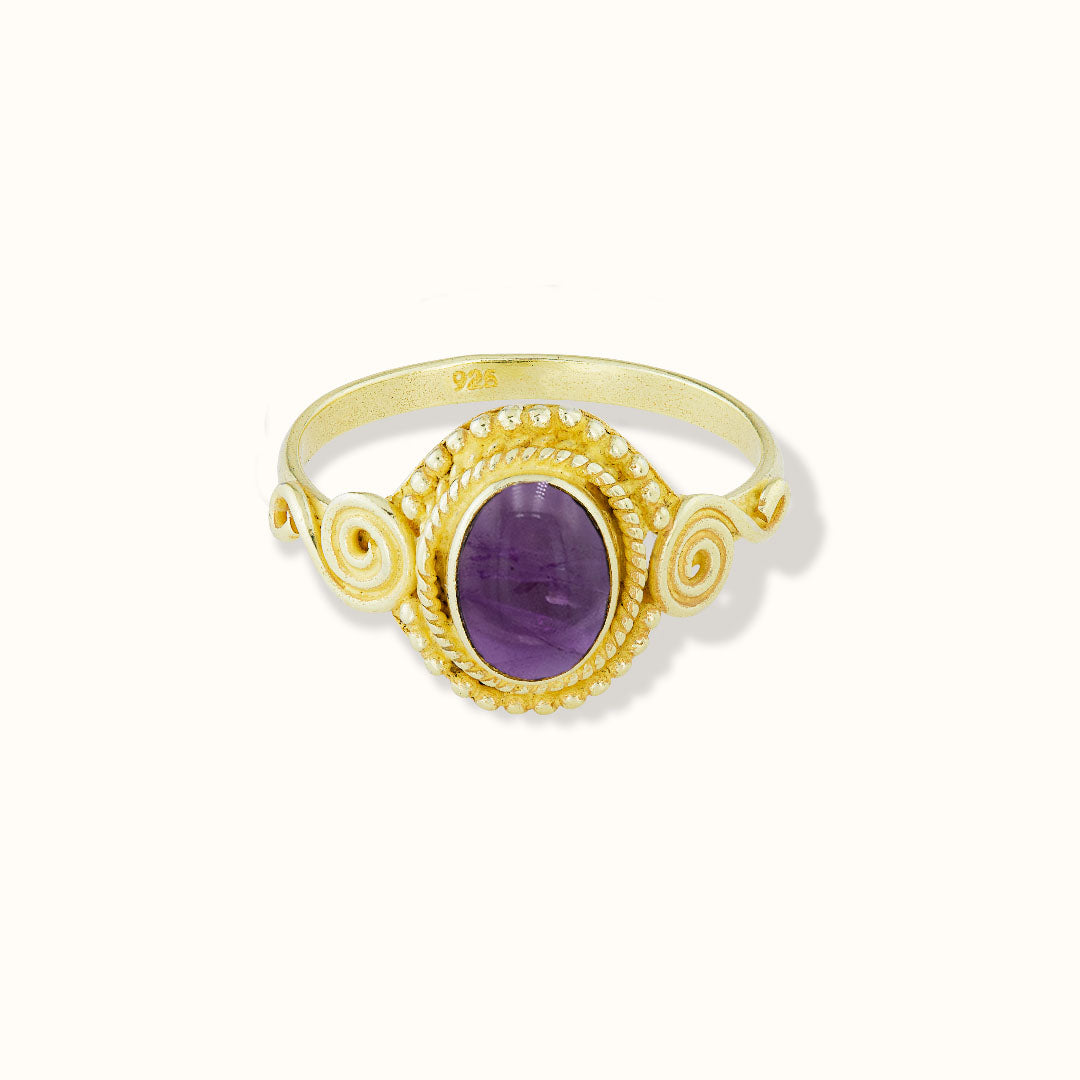 Nirmala Amethyst Ring Golden - Spirit of Liebs