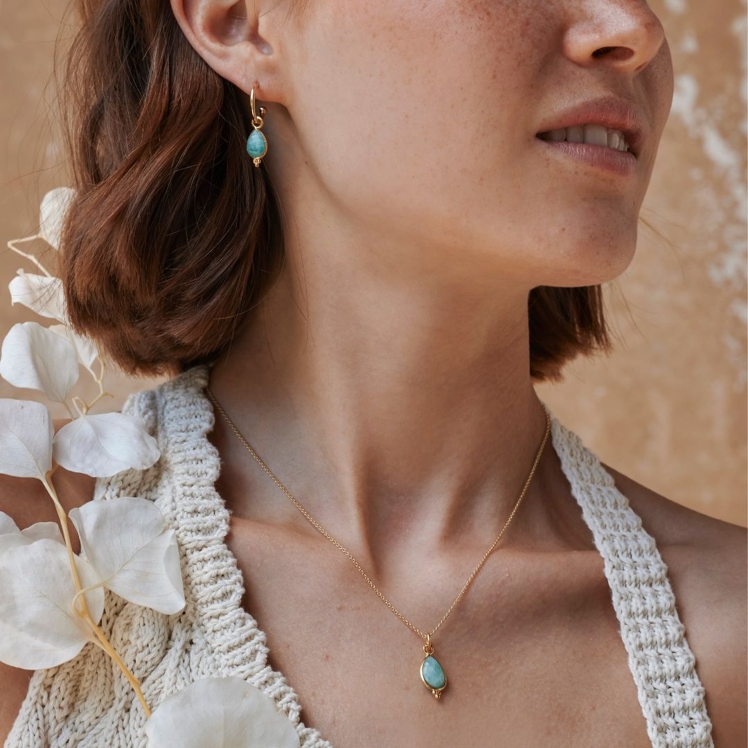 RIO Drops Amazonit Charm Golden