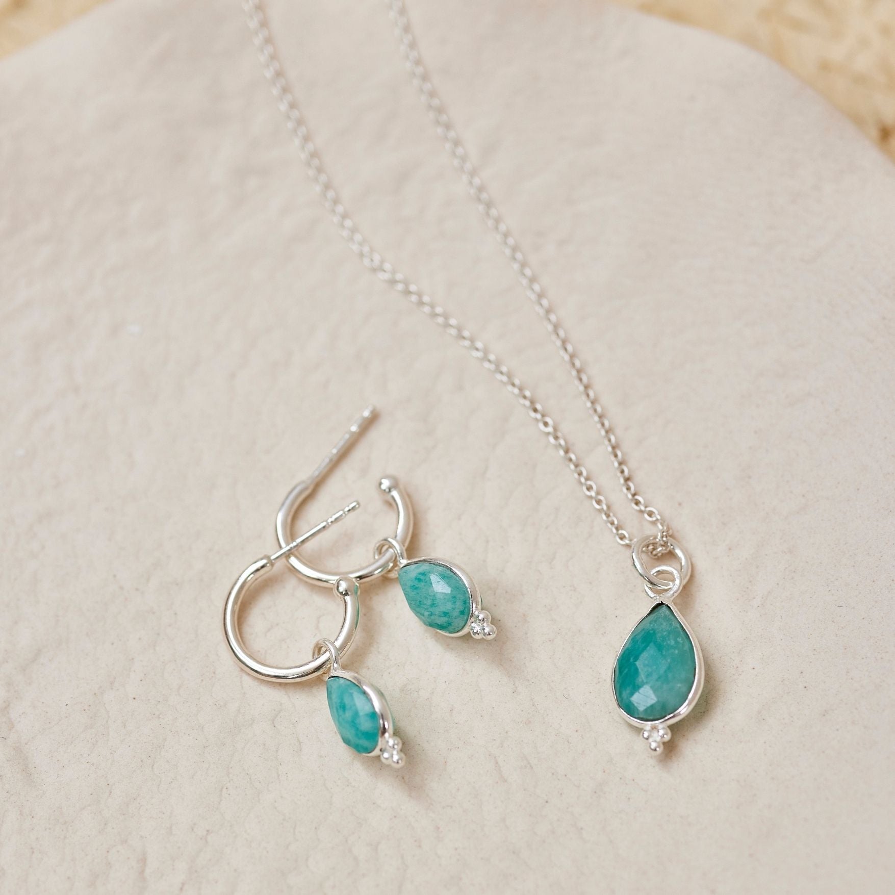 RIO Drops Amazonit Charm Silber