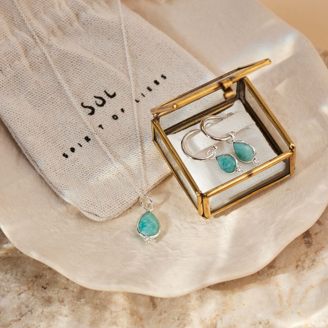 RIO Drops Amazonit Charm Silber
