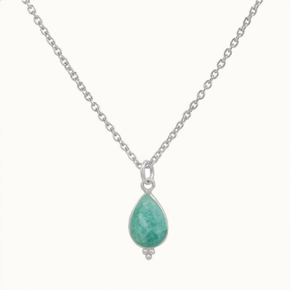 RIO Drops Amazonit Charm Silber