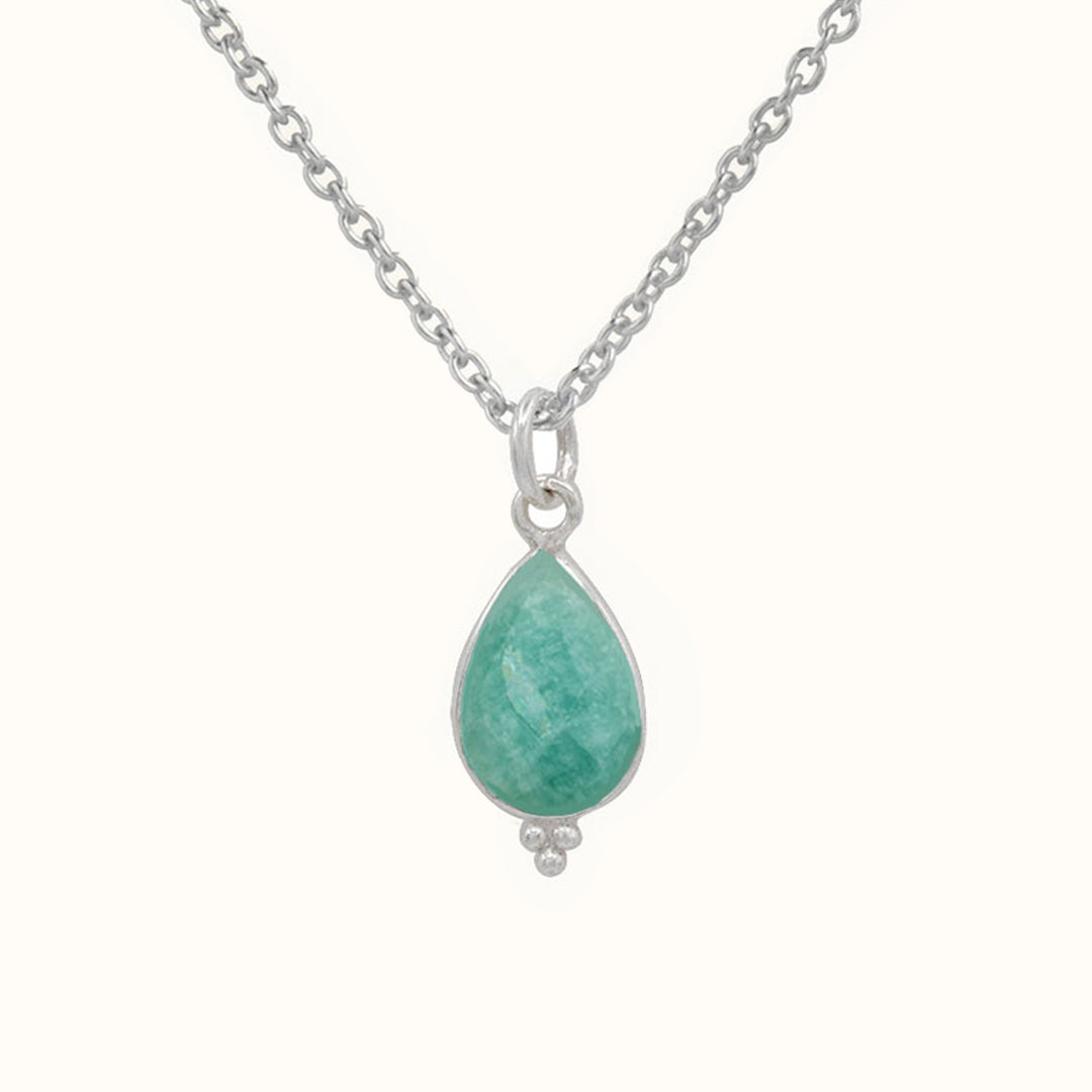 RIO Drops Amazonit Charm Silber